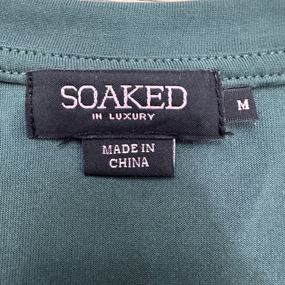 Soaked Stitchfix Green V Neck Short Sleeve Pocket Raw Hem Tee Shirt medium - Picture 12 of 17